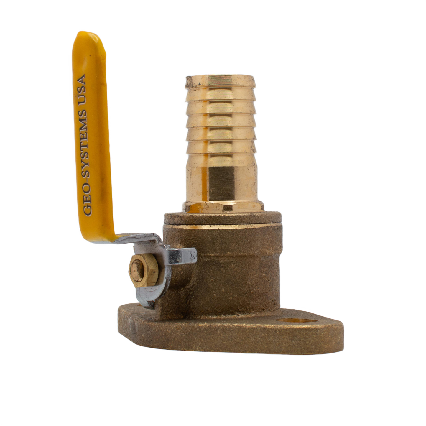 1.00" FLANGED X 1.00" BARBED BRASS BALL VALVE