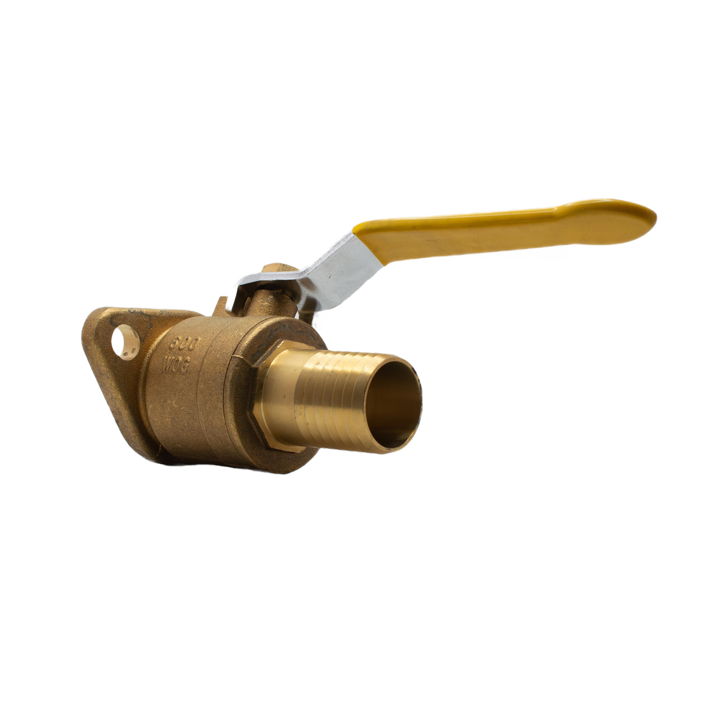 1.50" FLANGED X 1.50" BARBED BRASS BALL VALVE